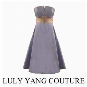 Luly Yang Couture Strapless Silk Full Skirt Dress